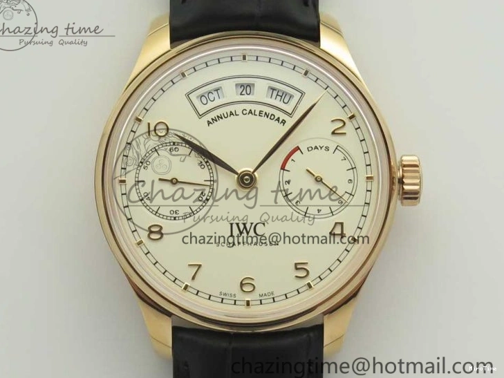 MIROTIME 0422 Thermal Portuguese Real PR Real Annual Calendar IW503501 RG ZF 1:1 Best Edition White Dial on Black Leather Strap A 7150